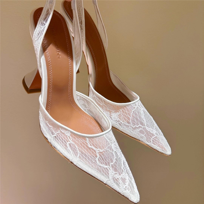 Women'S Formal Wear To A Wedding - High-heeled sandals summer new pointed lace