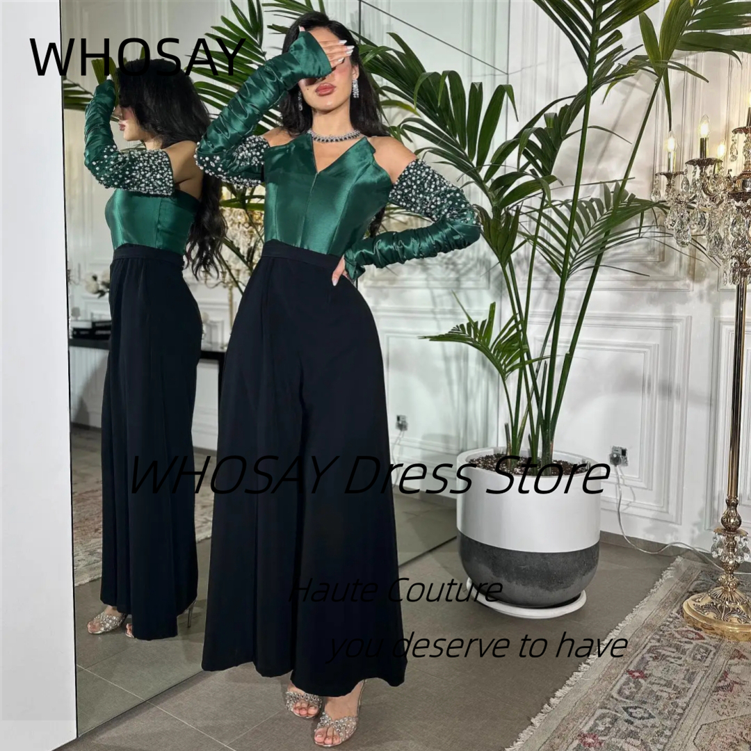 Women'S Formal Jumpsuit Evening Wear - WHOSAY Customized Bead Long Sleeves Prom