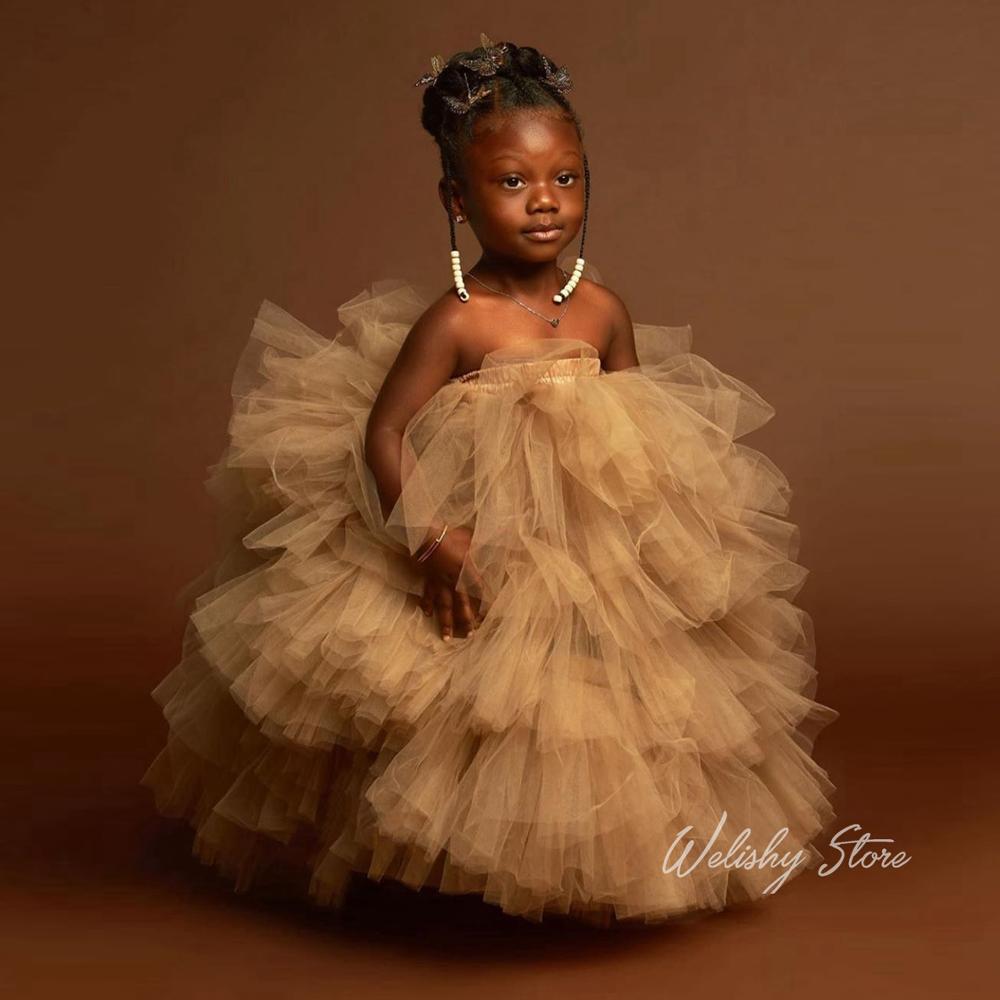 Women Formal Wear Photoshoot - Little Girls Ruffled Tiered Tulle Skirts