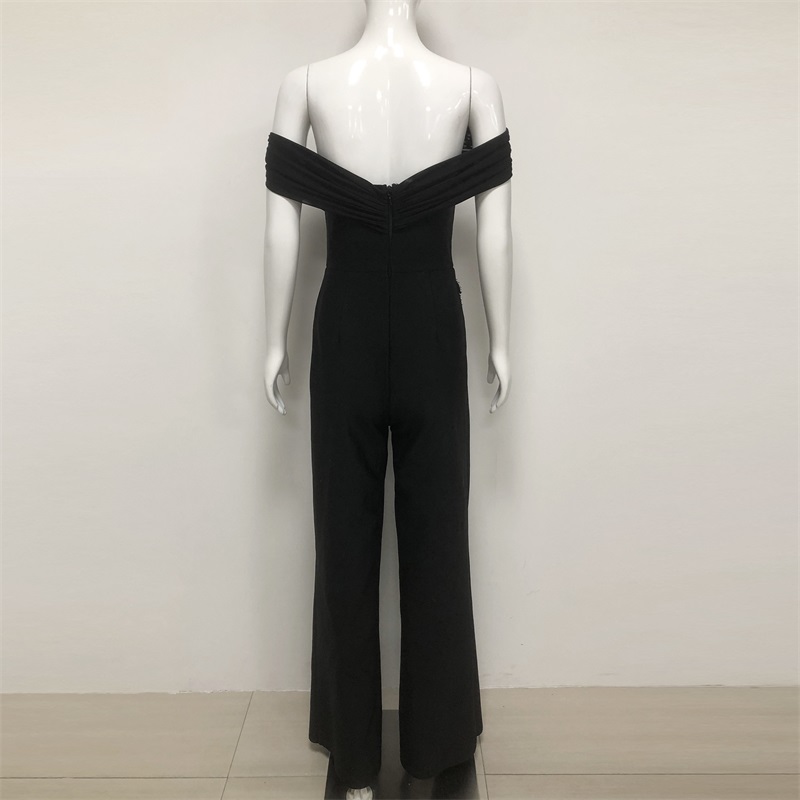 Black Crystals Women Jumpsuit  - Women'S Formal Jumpsuit Evening Wear reseña y precio