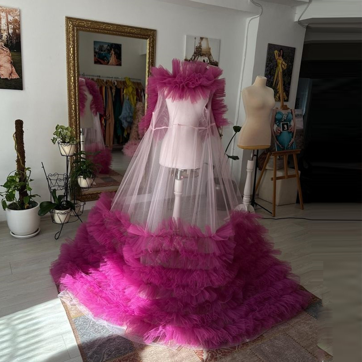 Charming Ruffles Tulle Long Ca - Women Formal Wear Photoshoot reseña y precio