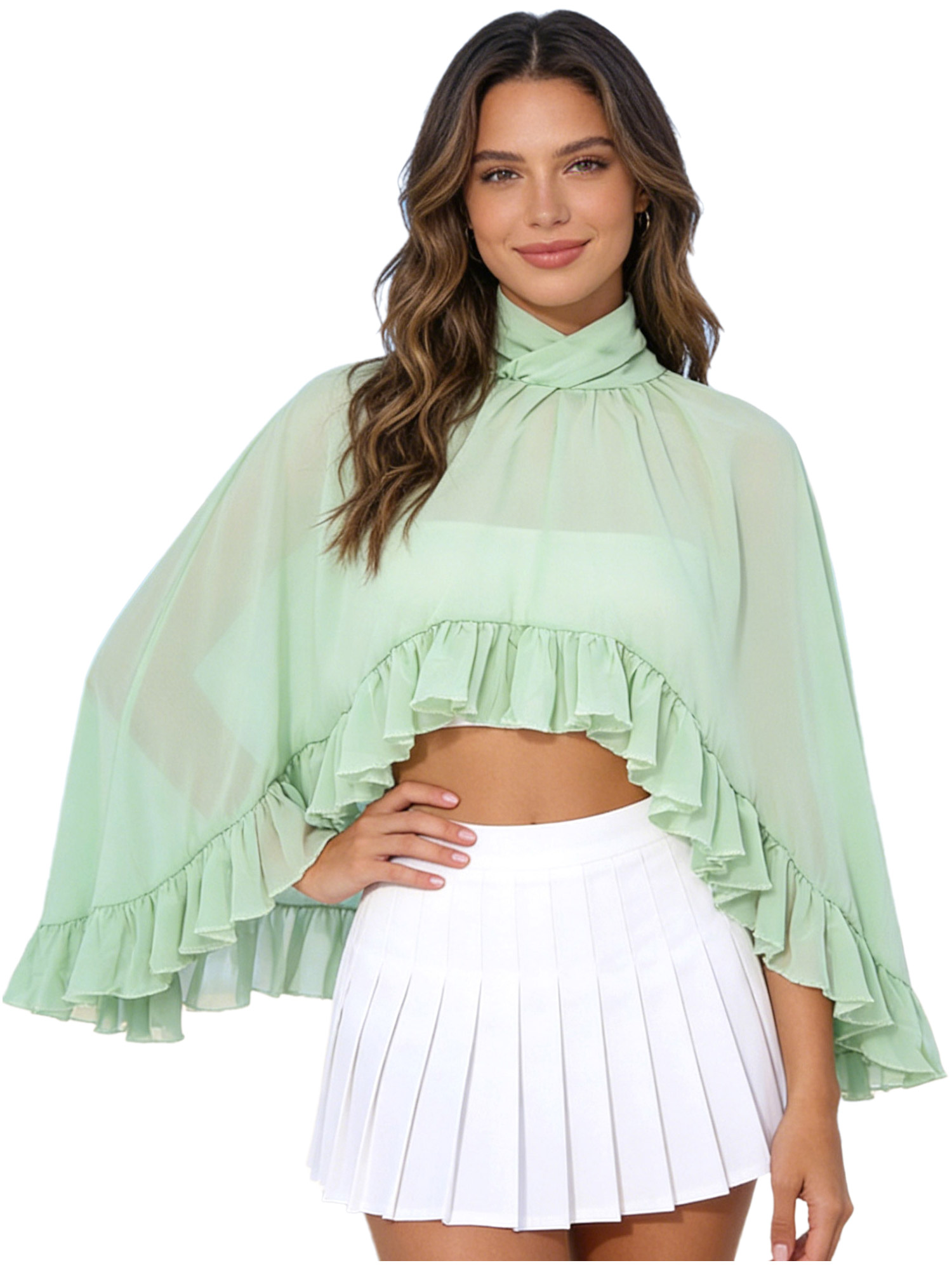 Women Chiffon Shawl Blouse Hig - Women Formal Wear Types reseña y precio