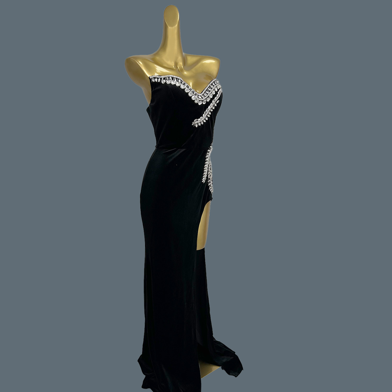 Black Velvet Floor-length Dres - Women Formal Wear Photoshoot reseña y precio