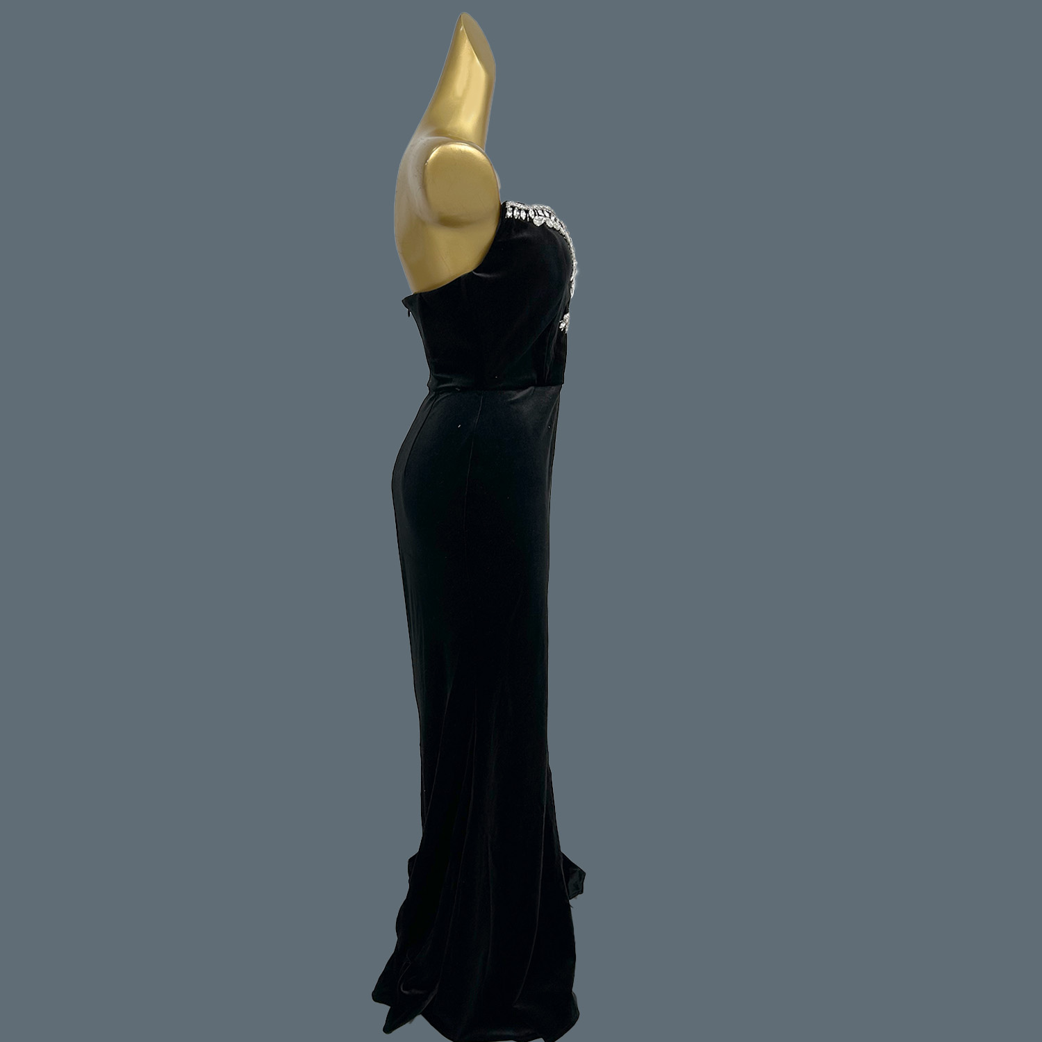 Black Velvet Floor-length Dres - Women Formal Wear Photoshoot reseña y precio