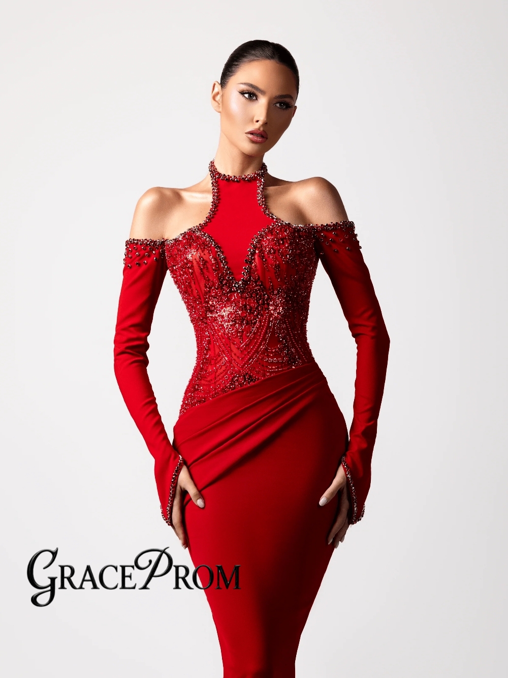 Red Sexy Halter Evening Dress  - Formal Gala Wear Women reseña y precio