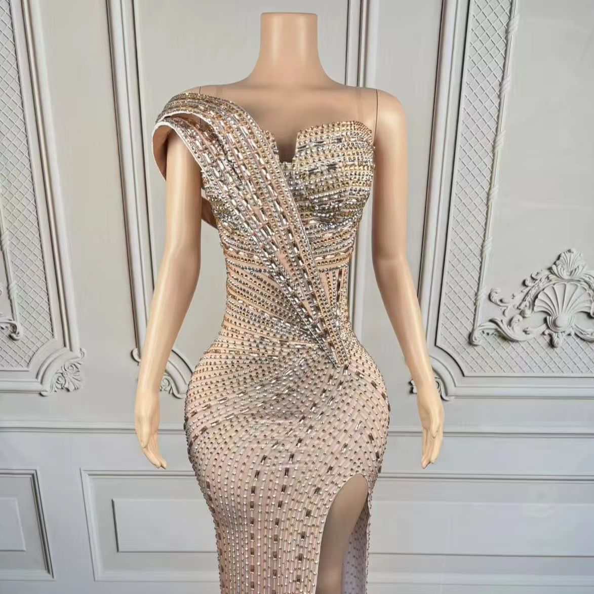 Xiangbin Sparkly Crystals Form - Women Formal Wear Photoshoot reseña y precio