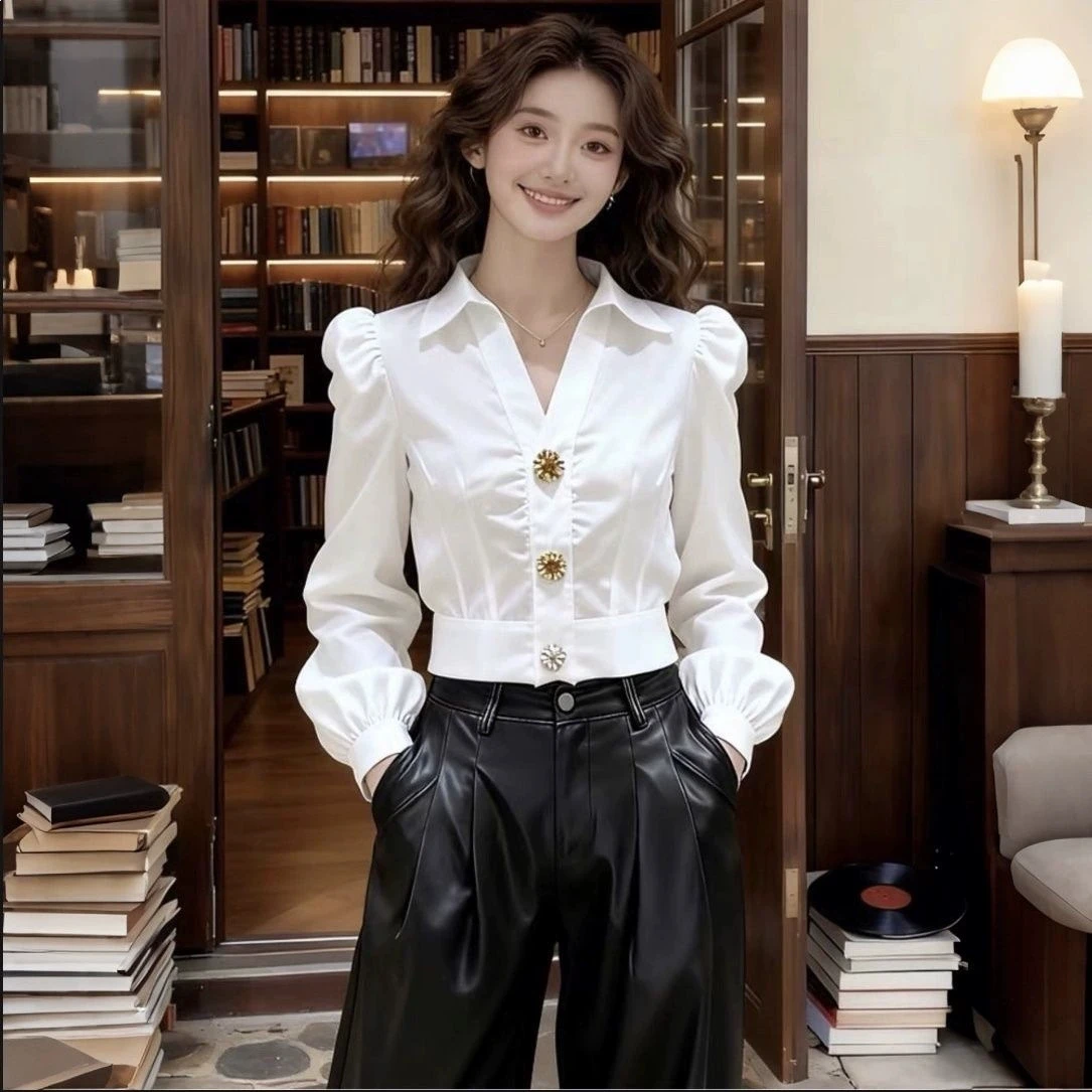 Elegant White Shirt V Neck Blo - Women'S Formal Wear Blouse reseña y precio