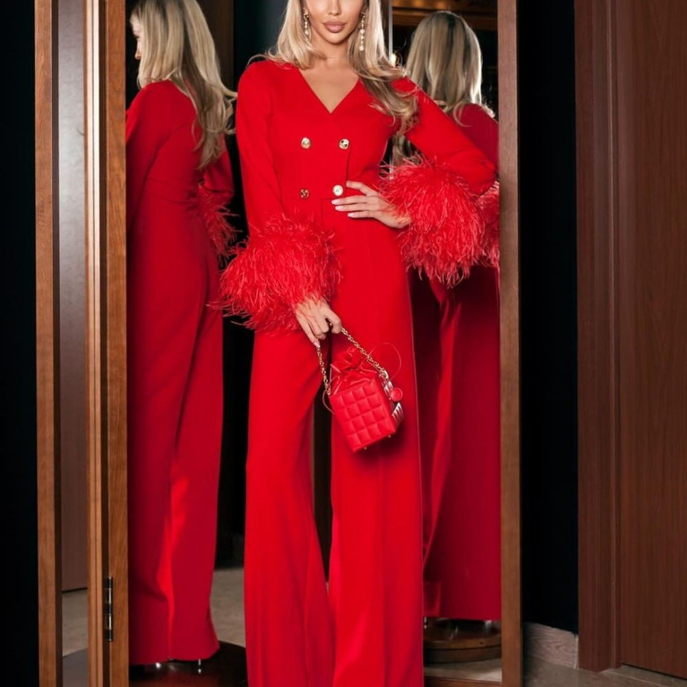 Hand Made Feather Women Blazer - Women'S Formal Jumpsuit Evening Wear reseña y precio