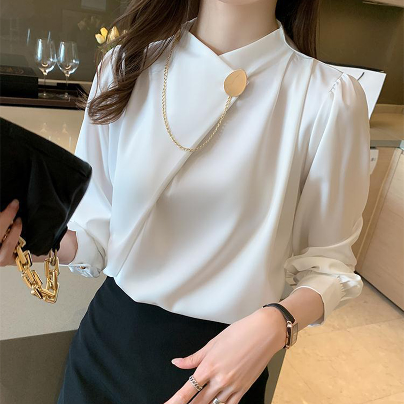 Solid Color Elegant Long Sleev - Women'S Formal Wear Blouse reseña y precio