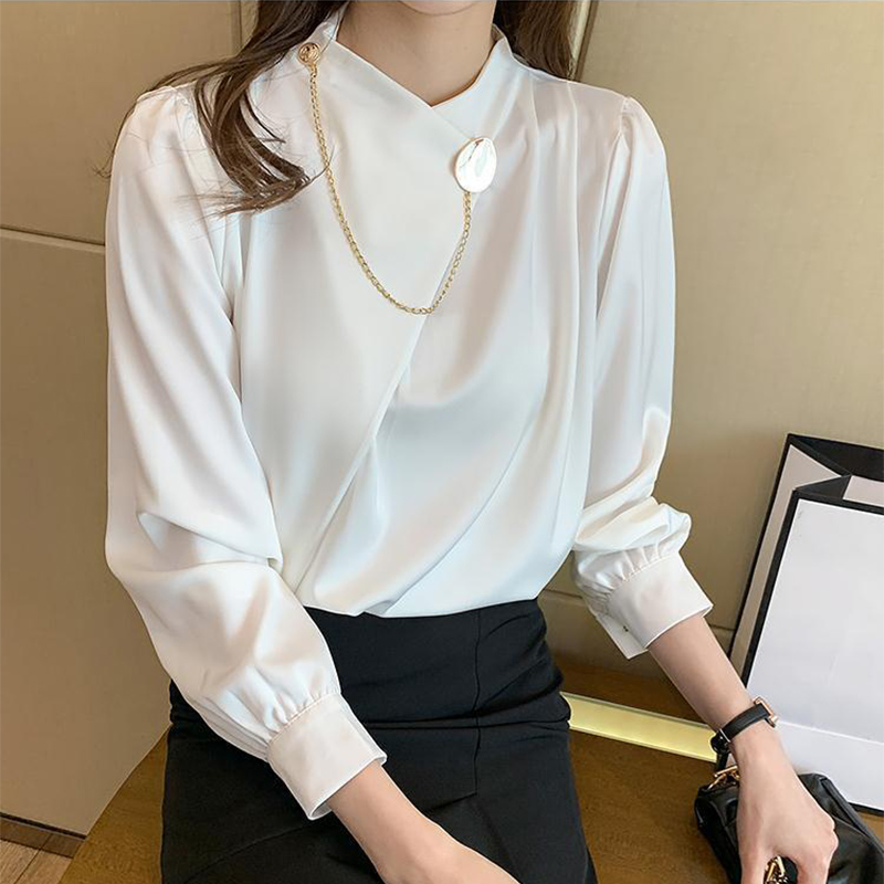 Solid Color Elegant Long Sleev - Women'S Formal Wear Blouse reseña y precio