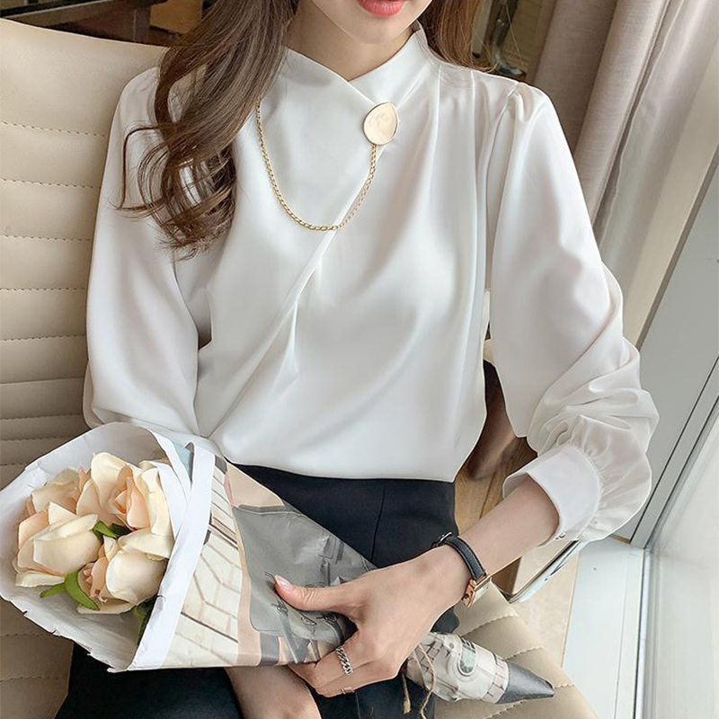 Solid Color Elegant Long Sleev - Women'S Formal Wear Blouse reseña y precio