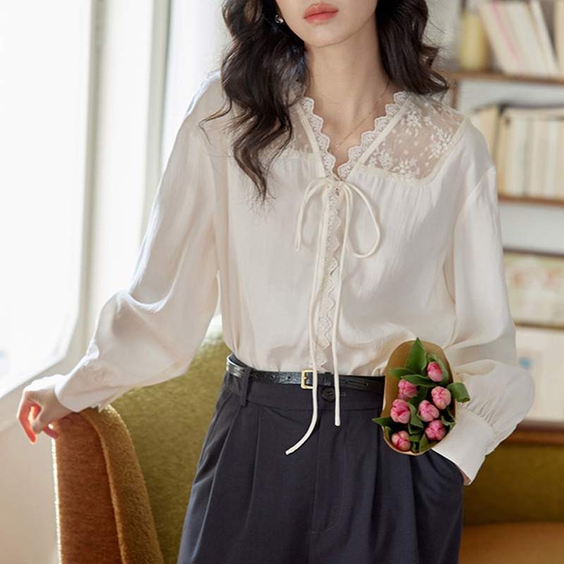 Long Sleeve Shirts Womens Sati - Women'S Formal Wear Blouse reseña y precio