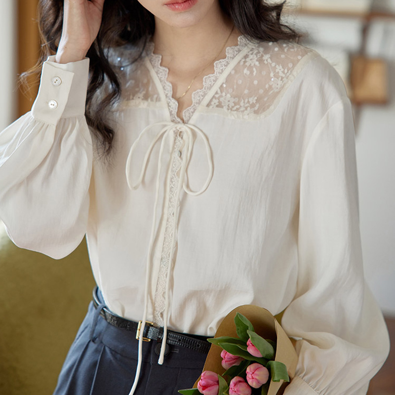 Long Sleeve Shirts Womens Sati - Women'S Formal Wear Blouse reseña y precio