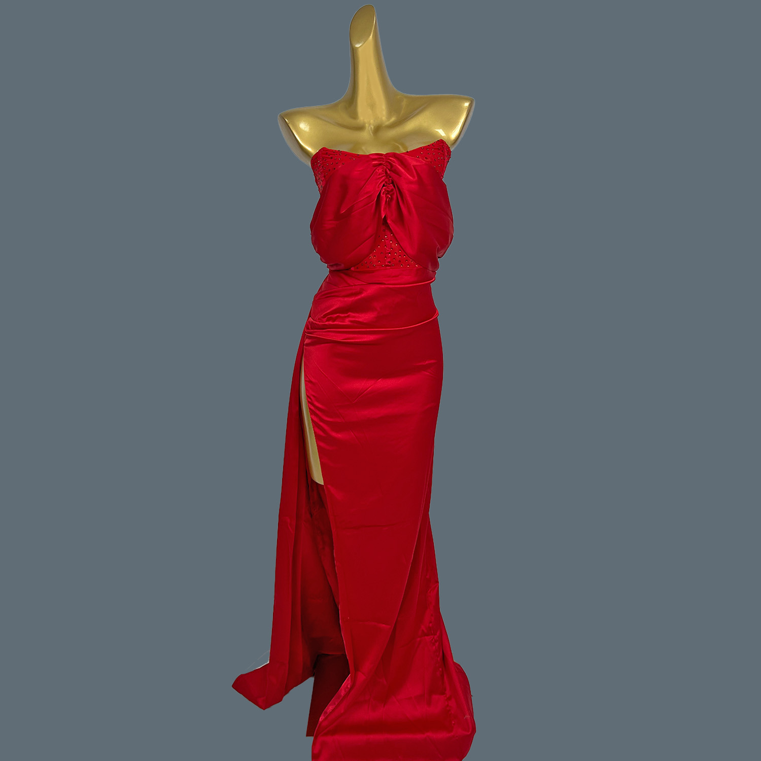 Red Silks Satins Floor-length  - Women Formal Wear Photoshoot reseña y precio