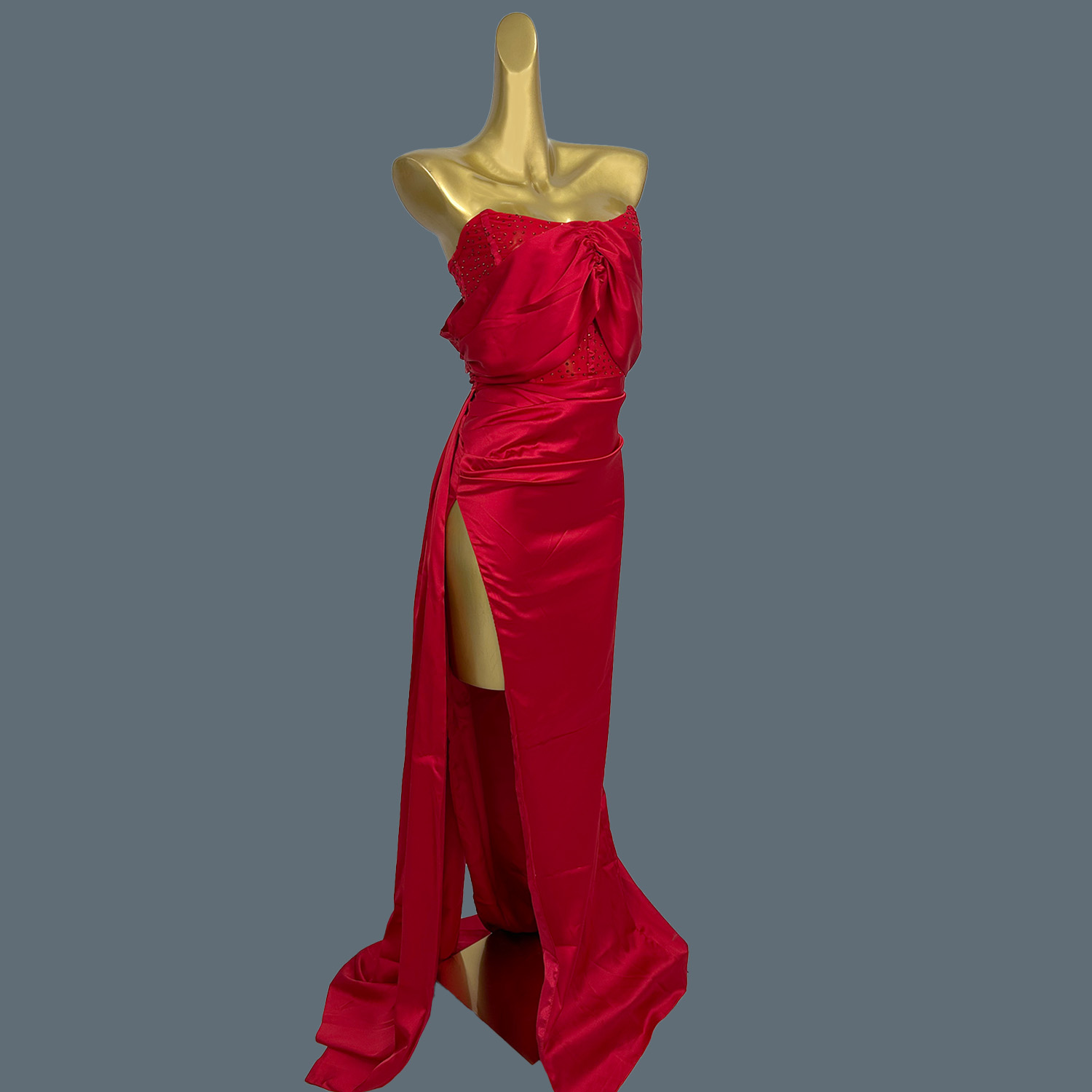 Red Silks Satins Floor-length  - Women Formal Wear Photoshoot reseña y precio