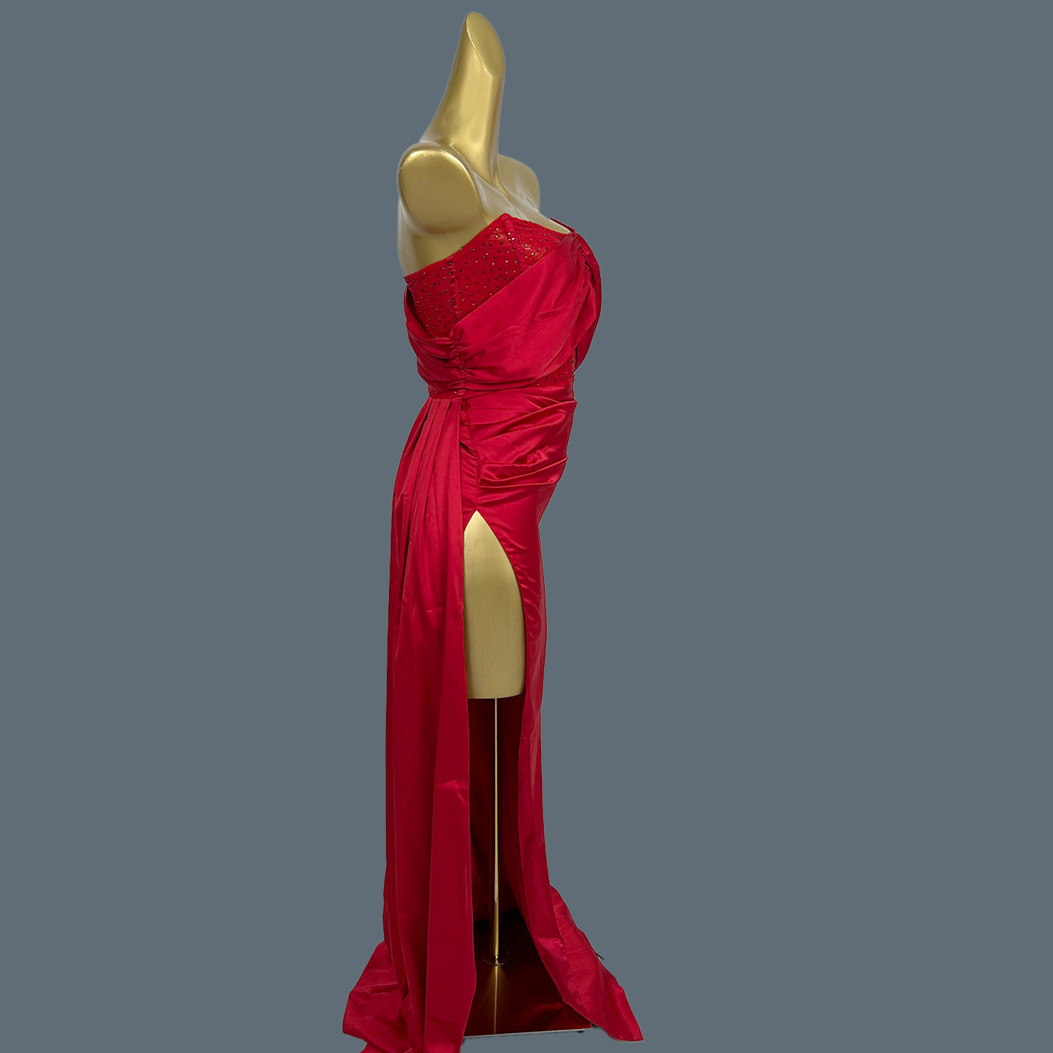 Red Silks Satins Floor-length  - Women Formal Wear Photoshoot reseña y precio