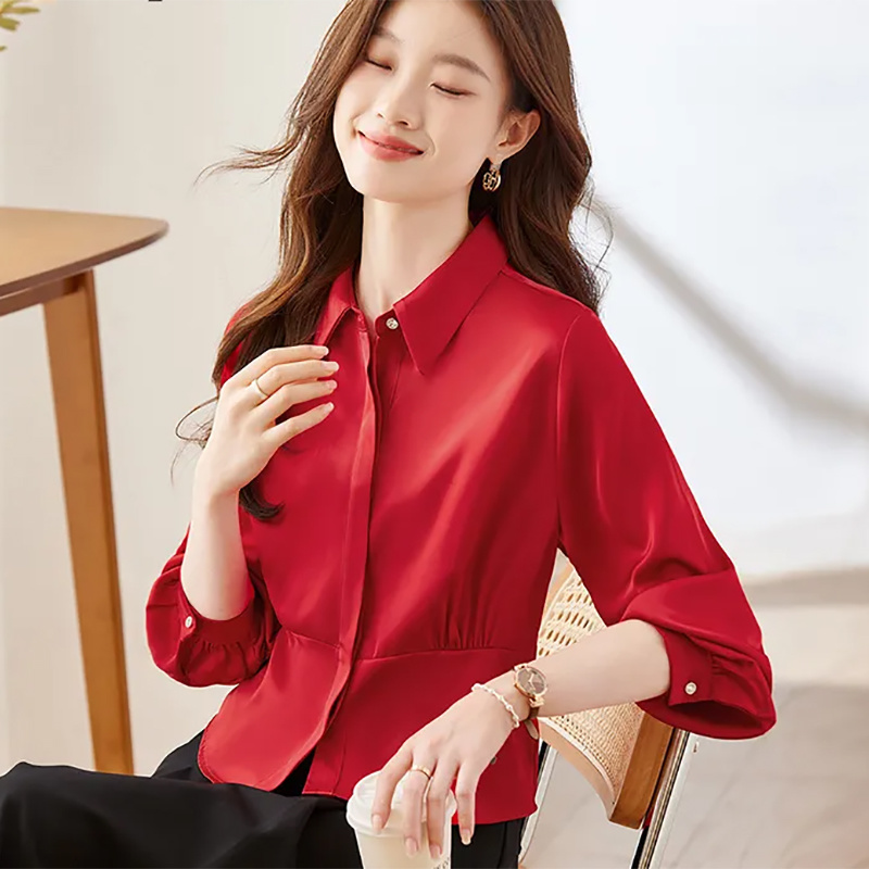 Long Sleeve Shirts Womens Cott - Women'S Formal Wear Blouse reseña y precio
