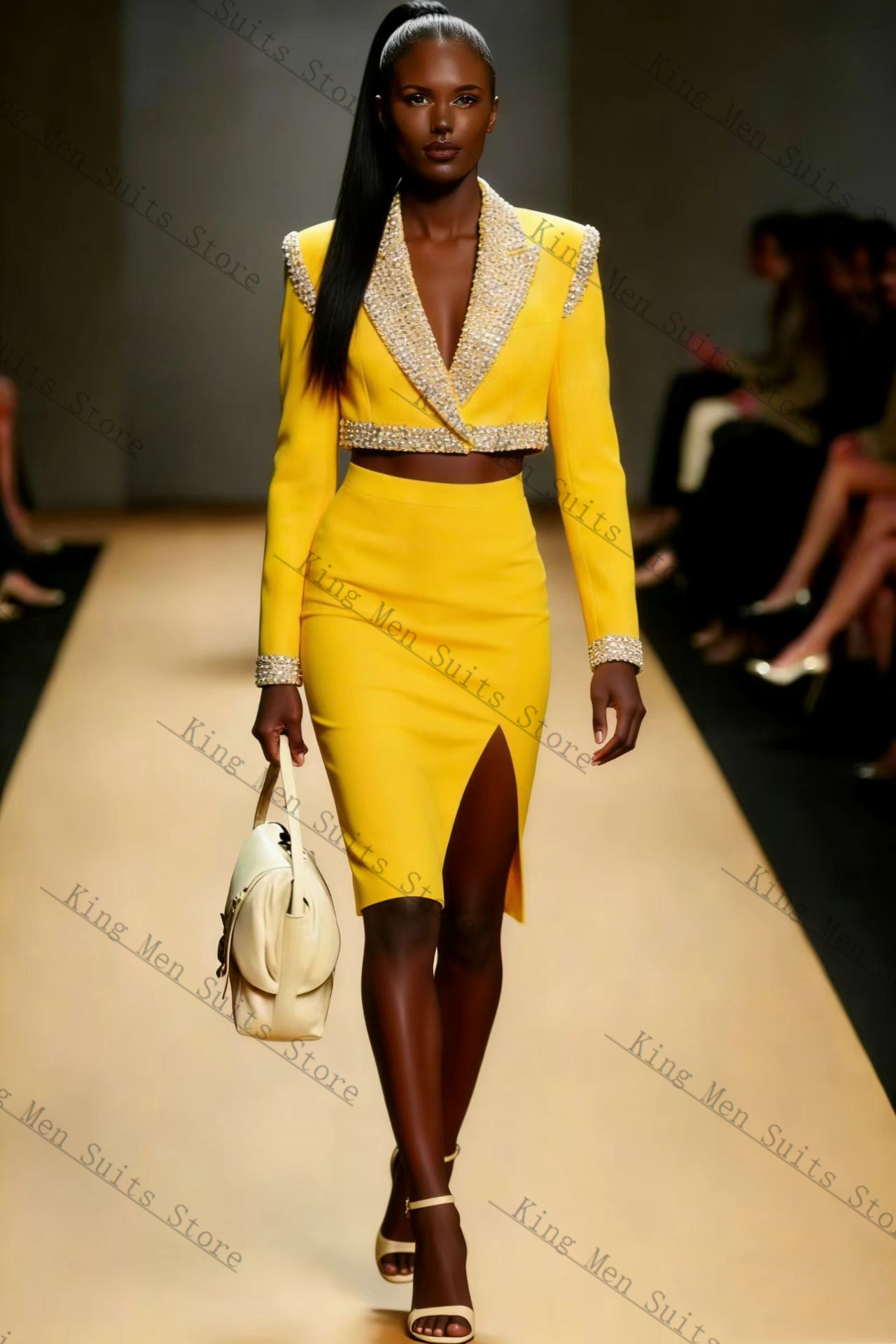 Yellow Crystals Women Suit Ski - Yellow Formal Wear Women reseña y precio