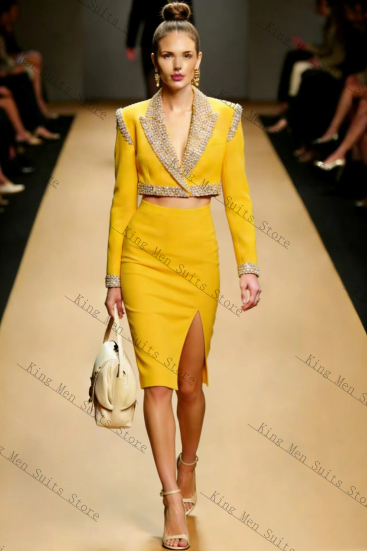Yellow Crystals Women Suit Ski - Yellow Formal Wear Women reseña y precio
