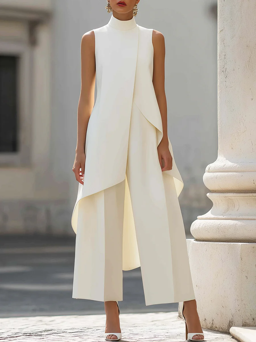 Sleeveless High Neck Jumpsuit  - Women'S Formal Jumpsuit Evening Wear reseña y precio