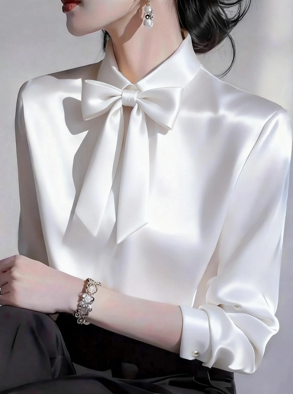 Elegant Satin Blouse With Deta - Women'S Formal Wear Blouse reseña y precio