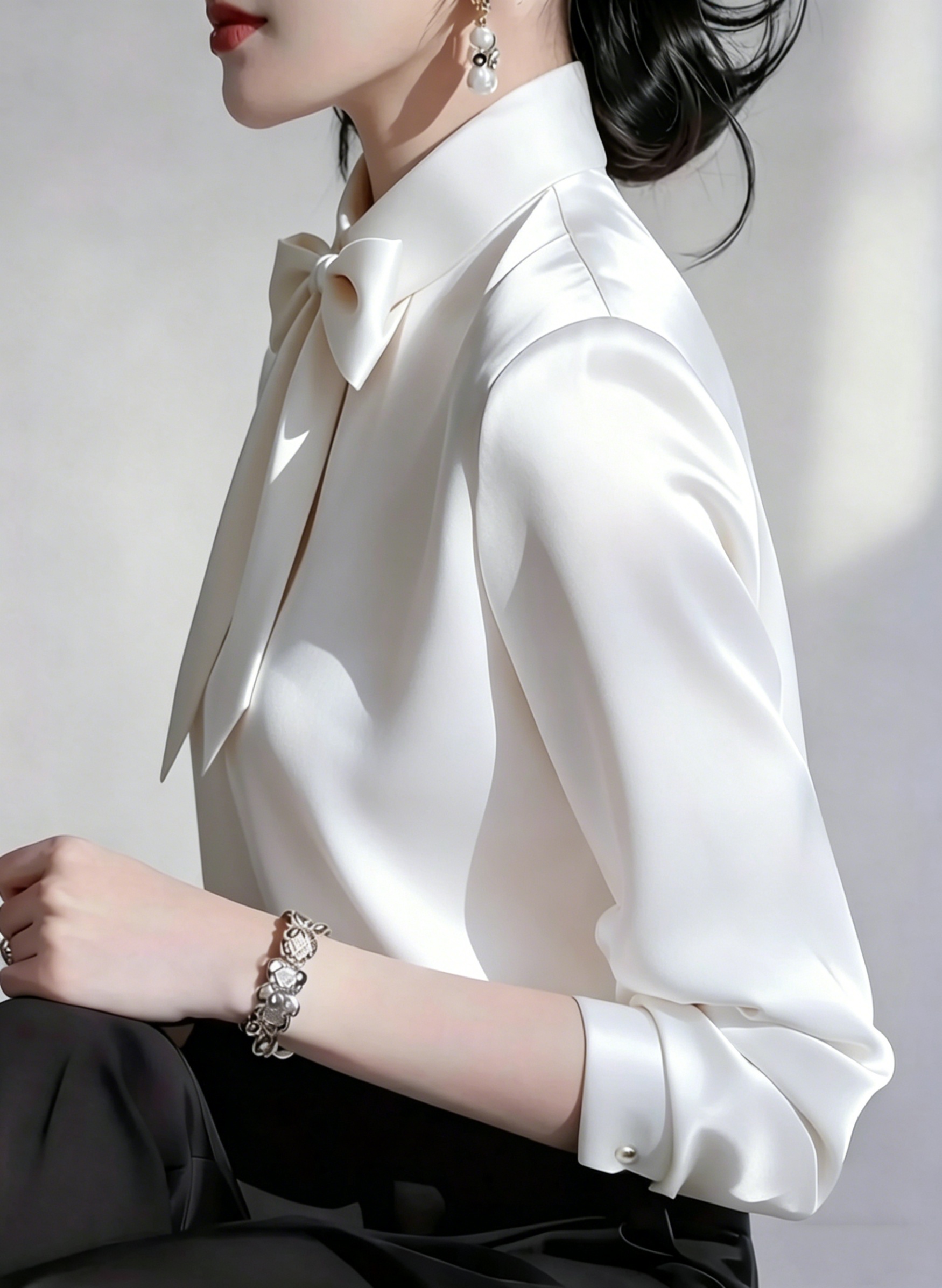 Elegant Satin Blouse With Deta - Women'S Formal Wear Blouse reseña y precio