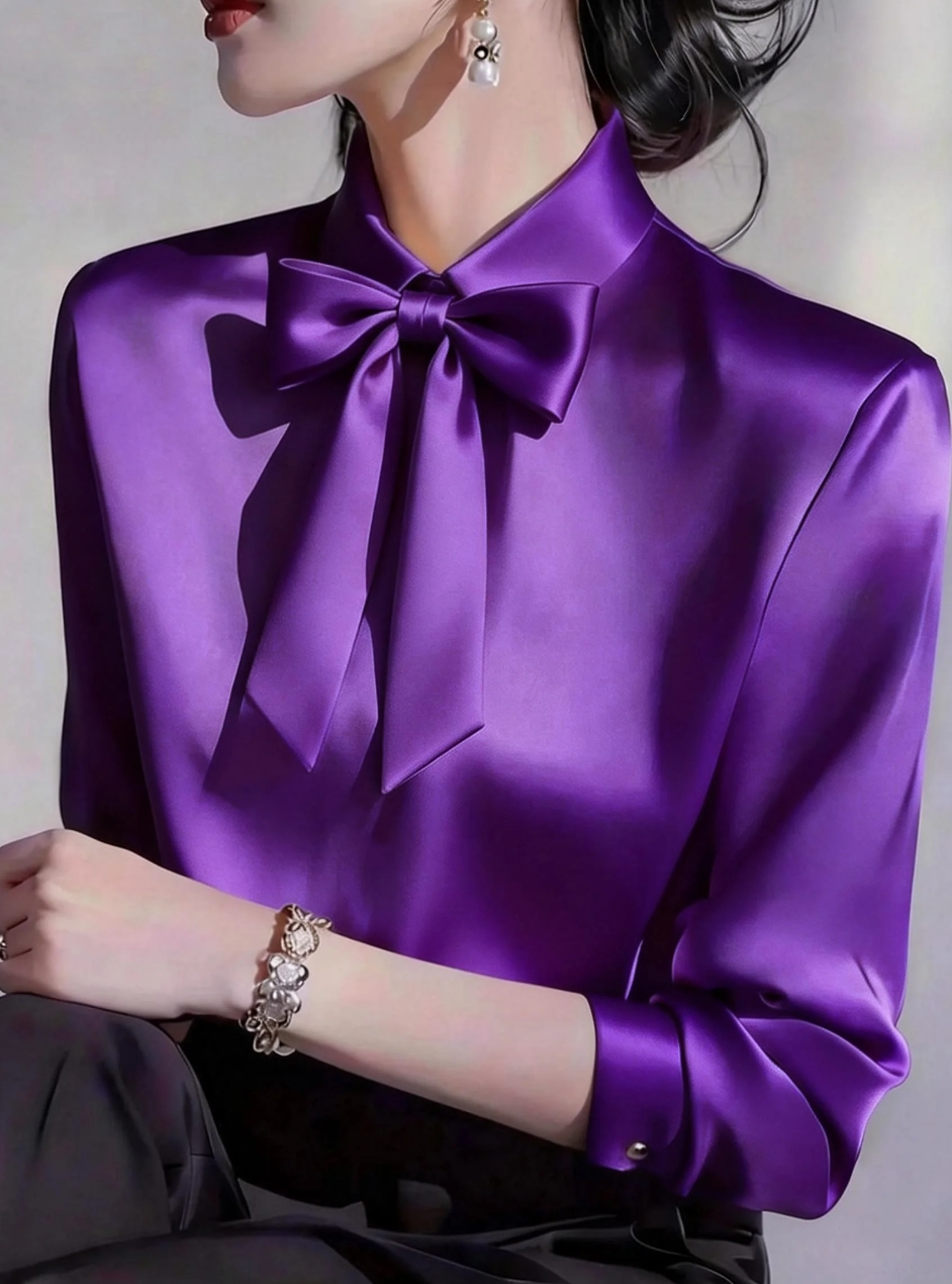 Elegant Satin Blouse With Deta - Women'S Formal Wear Blouse reseña y precio