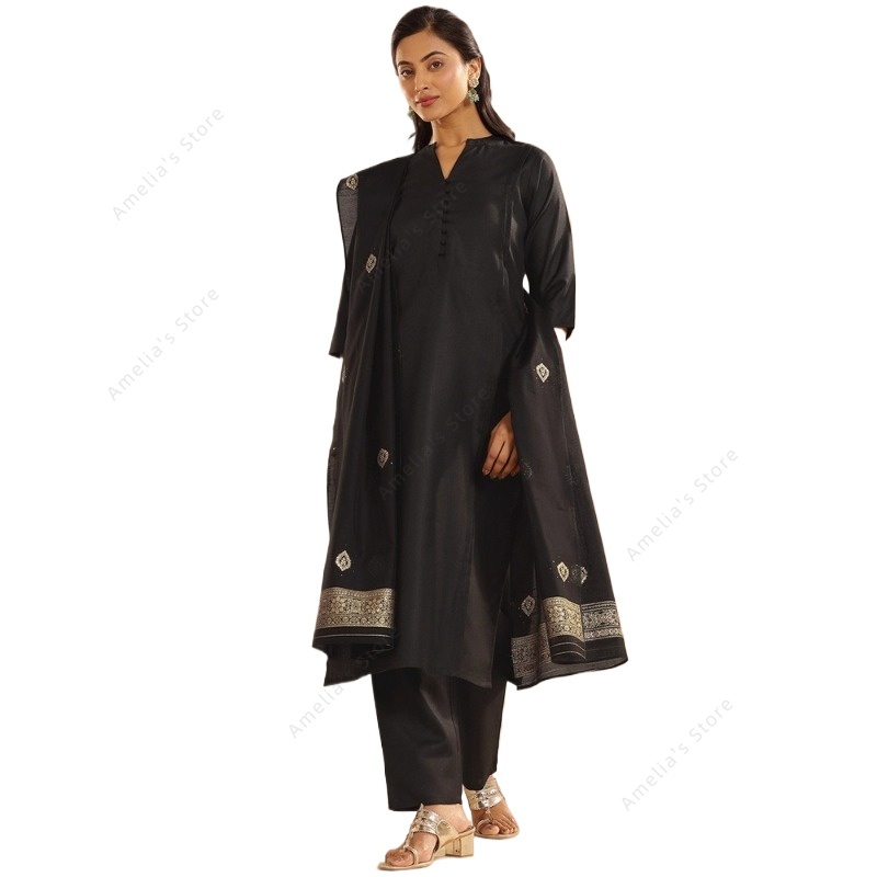 Women's Black Jacquard Kurta P - Women'S Formal Wear Blouse reseña y precio