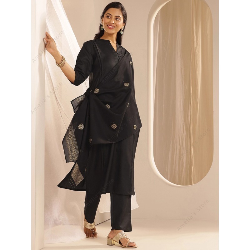Women's Black Jacquard Kurta P - Women'S Formal Wear Blouse reseña y precio