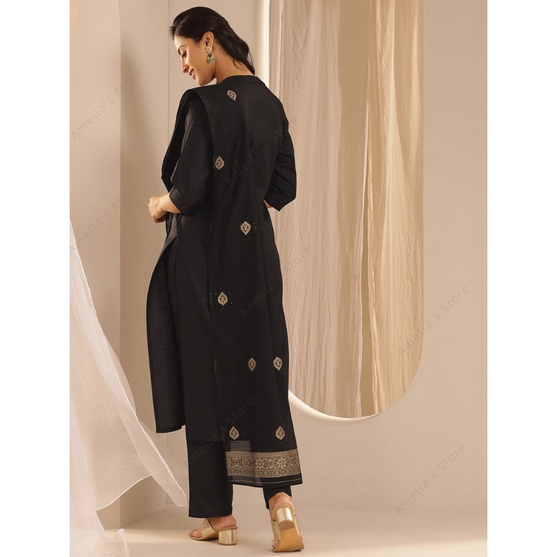 Women's Black Jacquard Kurta P - Women'S Formal Wear Blouse reseña y precio