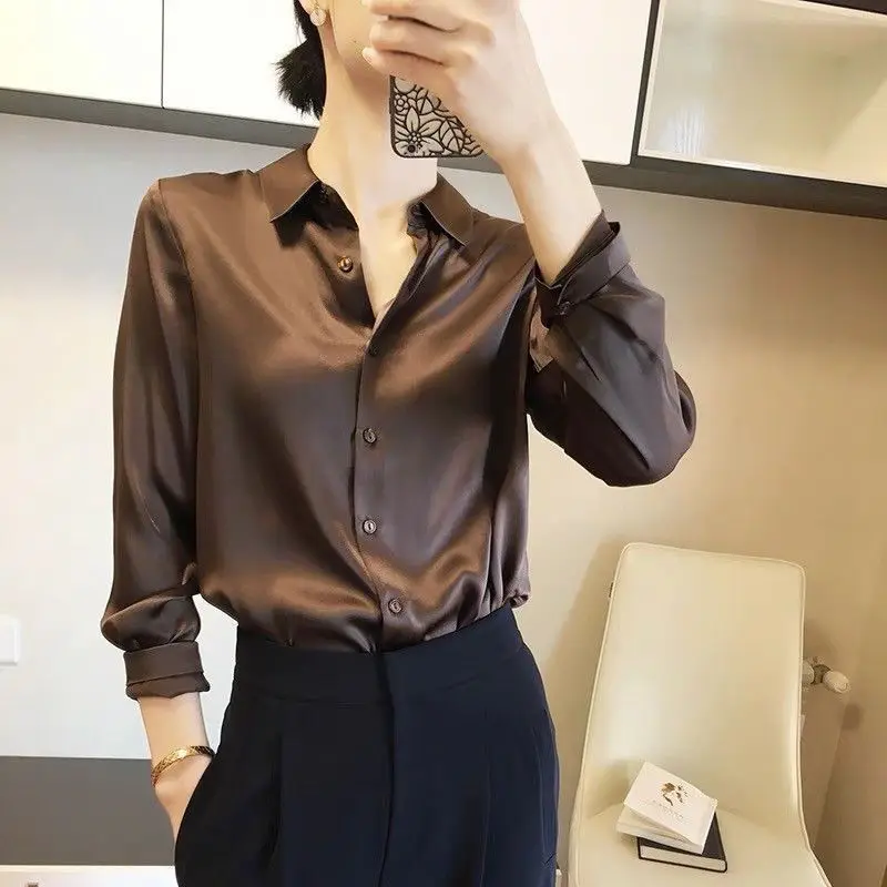 Silk Brown Clothes Wear To Wor - Women'S Formal Wear Blouse reseña y precio