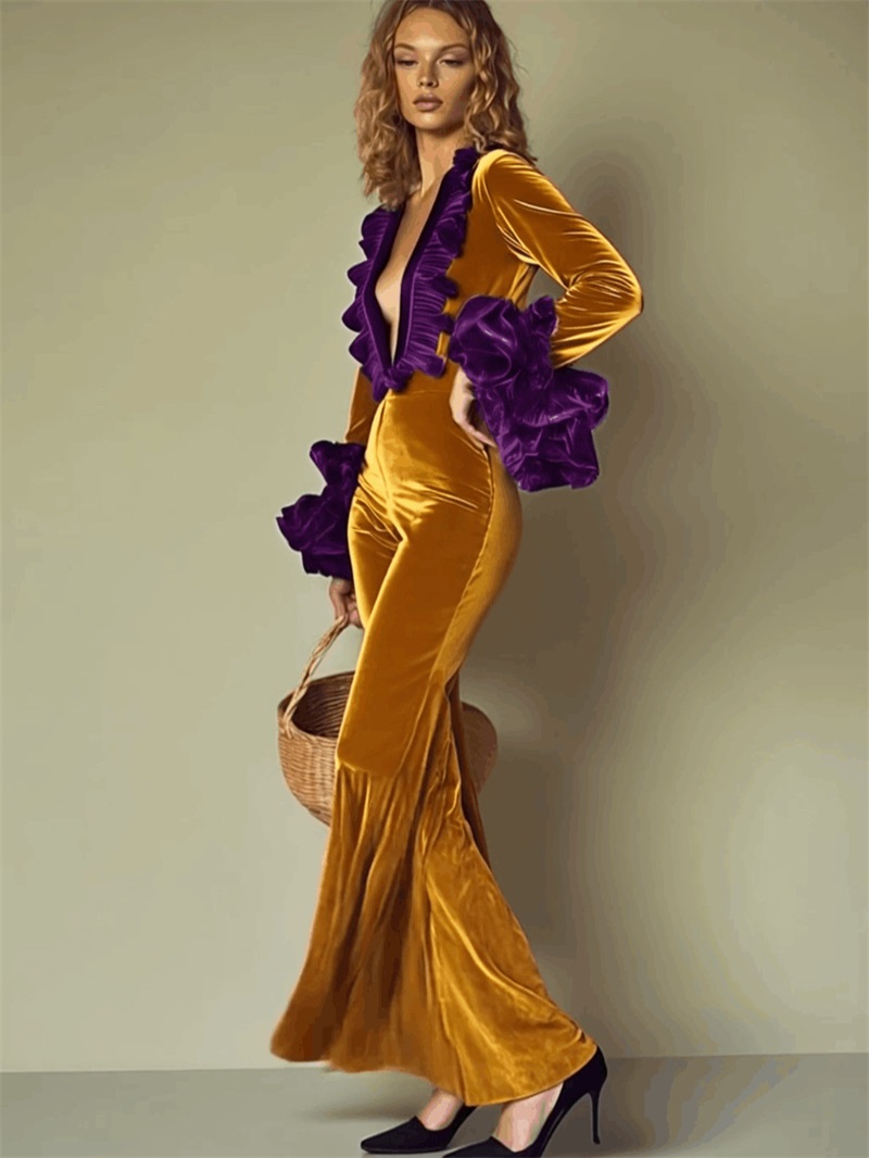 Yellow Purple Velvet Women Jum - Yellow Formal Wear Women reseña y precio