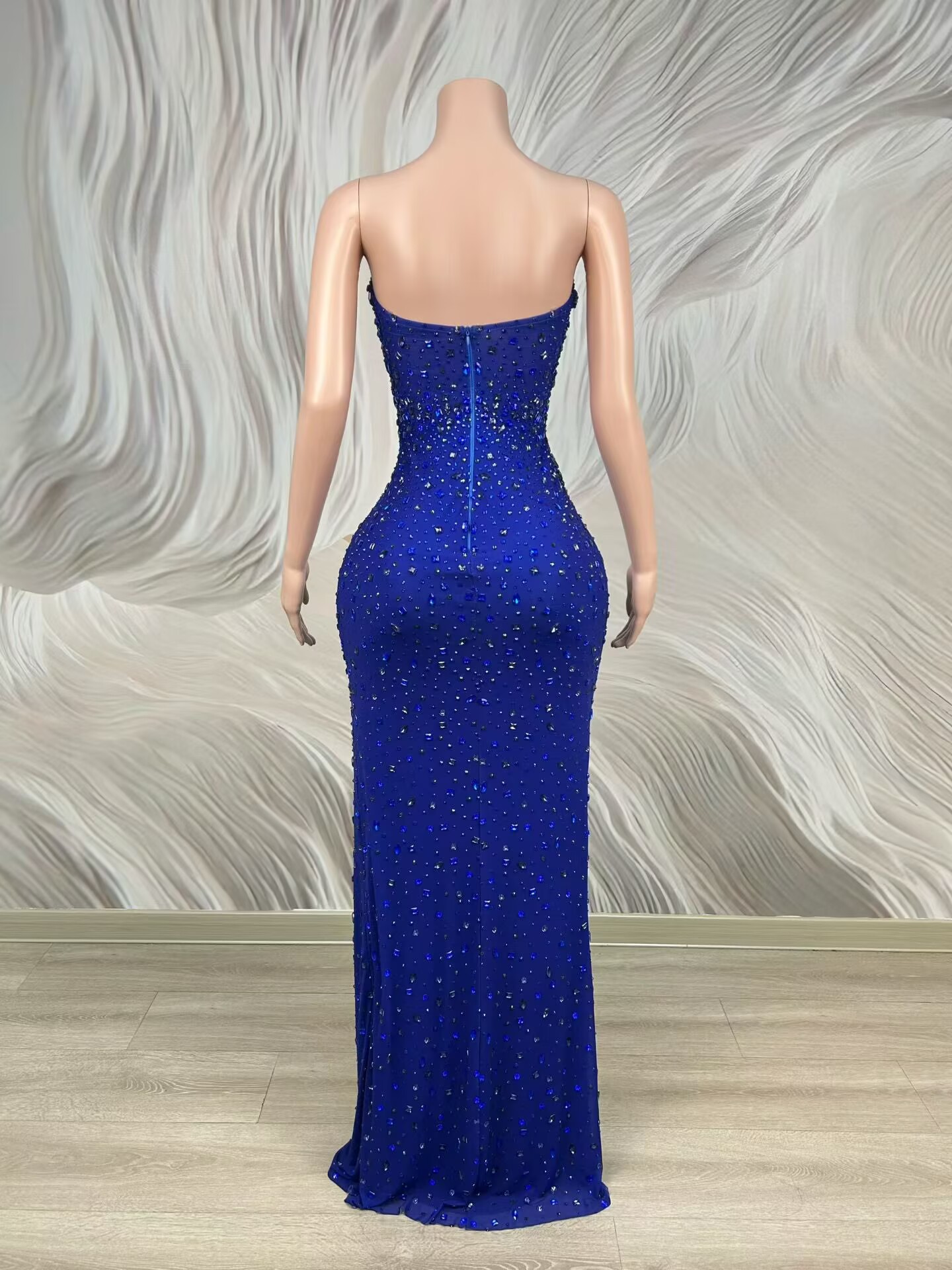 Sparkly Rhinestone Blue Strapl - Formal Gala Wear Women reseña y precio